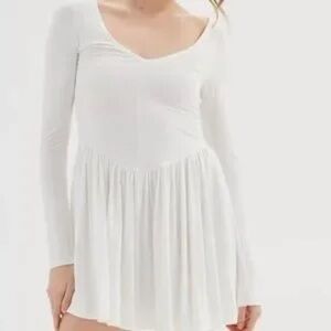 Urban Outfitters Tara Long Sleeve Drop Waist Babydoll Dress